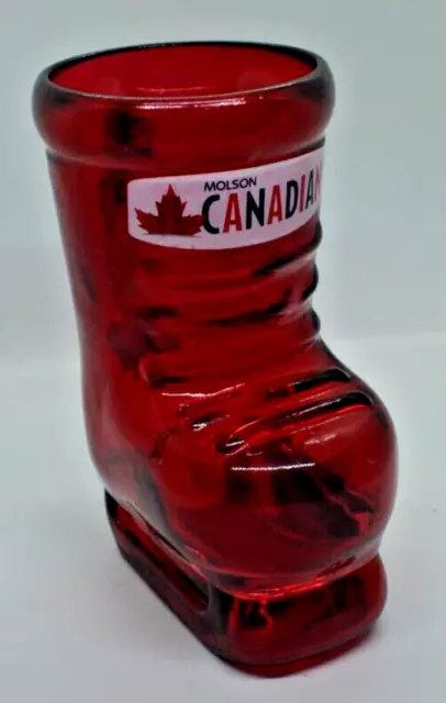 Molson Brewery Canadian Red Glass Boot Skate Beer Stein Tankard 32 oz