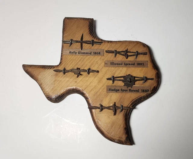 Vintage Texas Barbed Wire Collection On Wood