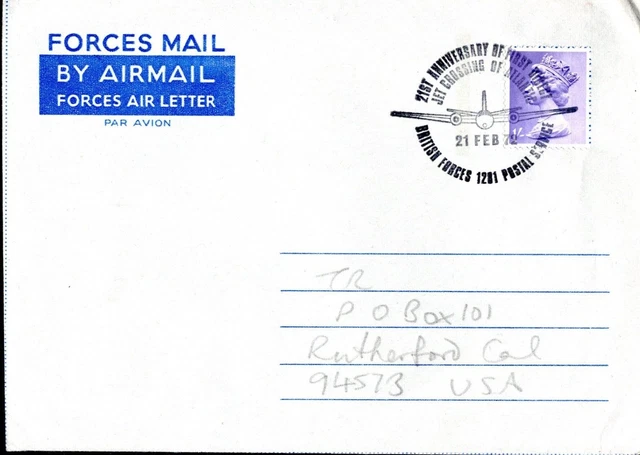 1972 Forces Mail Air Letter Aerogramme Anni Jet Crossing atlantic BFPO 1281