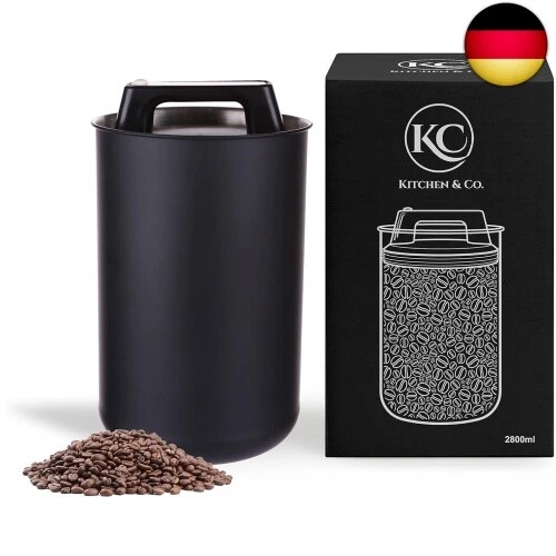 Kaffeedose Luftdicht 1.7L Aus Glas - Mit Aroma Ventil Und Datumsanzeige