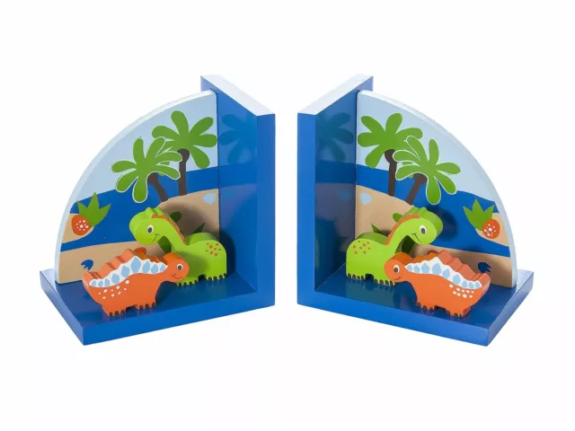 Mousehouse blau Dinosaurier Holz Kinder Buchstützen Jungen Kinderzimmer oder Schlafzimmer