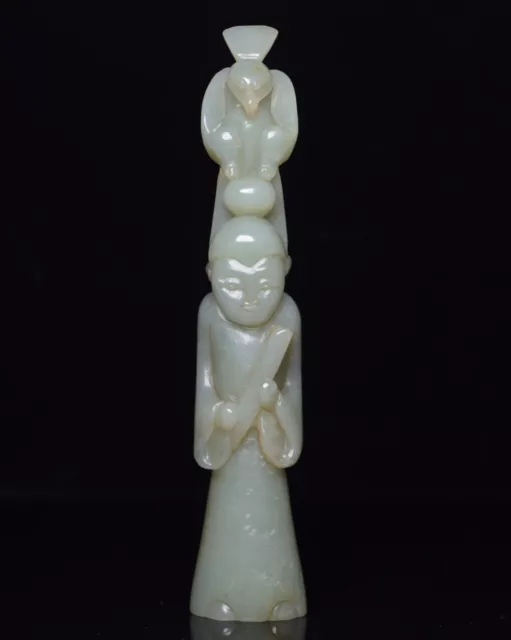 Chinese Antique Han Dynasty Hetian Ancient Jade Carved Jade People Statues