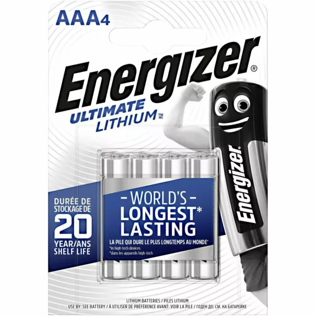 Pile AAA lithium LR03 LR3 E92 Micro Energizer Ultimate lot de 4 piles au lithium