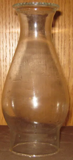 Vtg Beaded Top Glass Oil Hurricane Lamp Chimney Globe Shade 8.5" High 3" Base