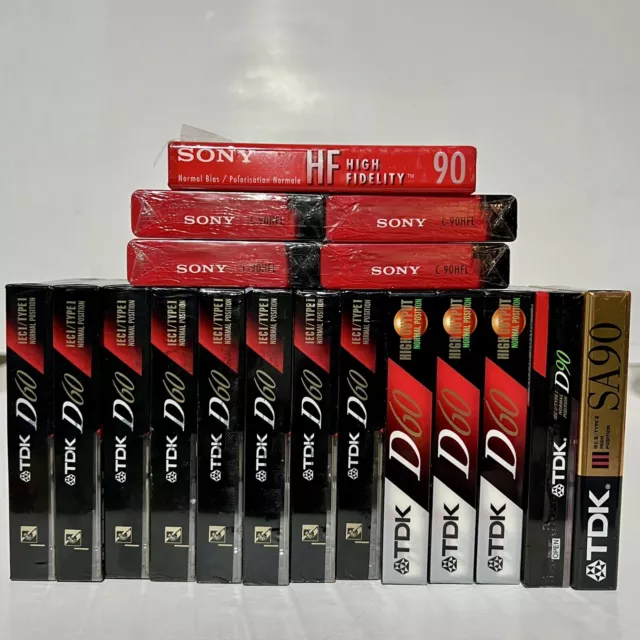 Lot of 18 SEALED Cassette Tapes TDK D60 D90 Sony 90 New