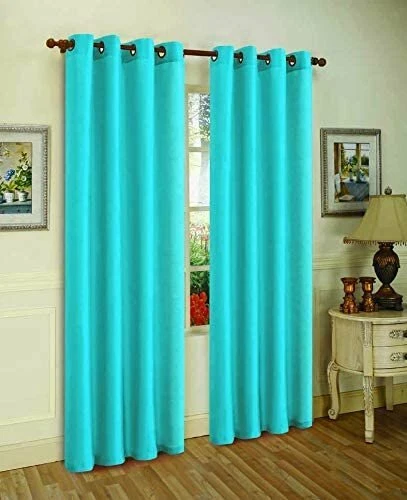 J&V TEXTILES 2 Panels Solid Grommet Faux Silk Window Curtain Drapes Treatment...