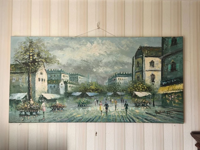 Tableau Vue De Paris Signé C. Burnett - Huile Sur Toile Années 40-60