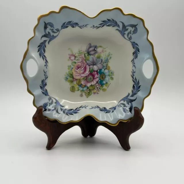 Vintage Limoges Small Trinket Dish With Gold Rim and Floral Design