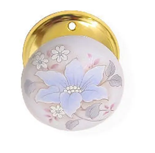 Gainsborough Door Knob - Porcelain & Brass with Blue Flowers - Locking - Carlise