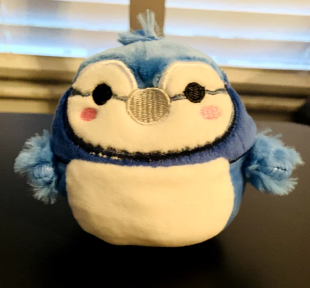 SQUISHMALLOWS BABS THE Blue Jay Bird 3.5" Plush ClipOn KeyChain, RARE