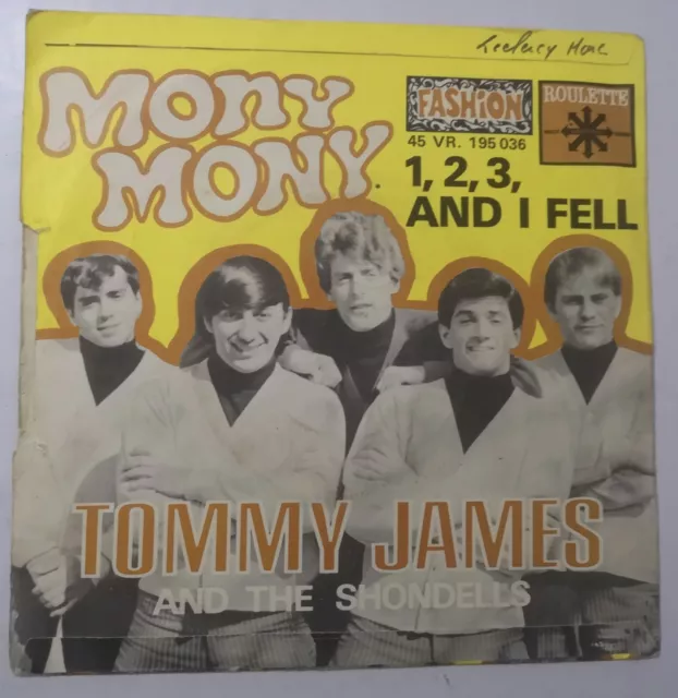 45 tours 7" groupe rock TOMMY JAMES 195036 mony mony  ROULETTE FRANCE  BIEM