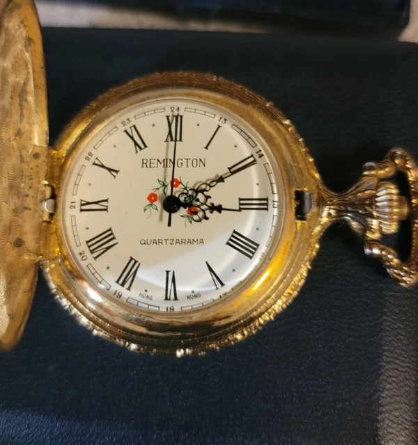 VINTAGE REMINGTON QUARTZARAMA POCKET WATCH TRAIN SWISS for REPAIR