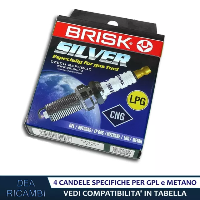 4 Candele Gas GPL Metano per HYUNDAI i10 (PA) 1.1 G4HG -13 Brisk Silver DR17YS-9