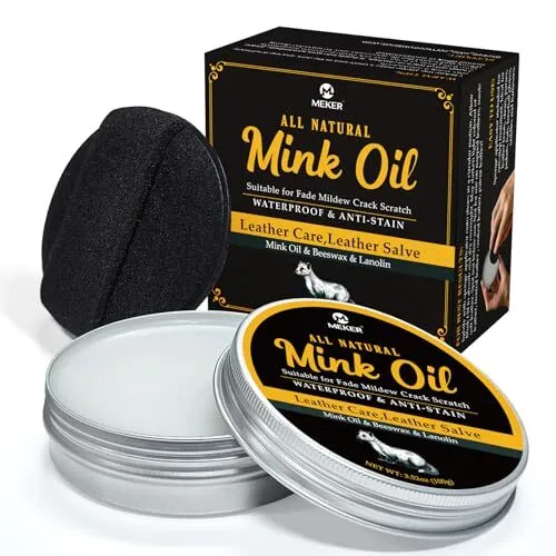 Mink Oil for Leather Boots Leather Conditioner and Cleaner 3.52Oz-All-Natural W