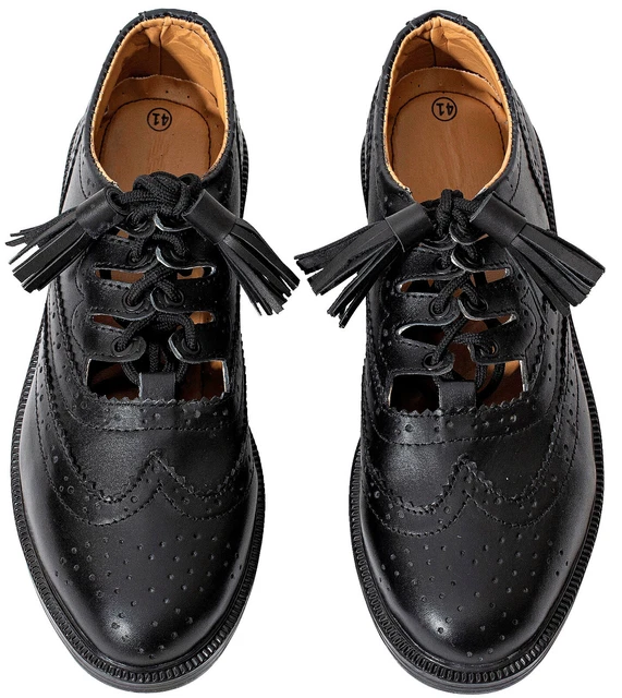 Bottes Richelieu Homme En Cuir Noir - Style Ghillie/Brogue - Fermeture Lacets Longue - Neuf Boîte