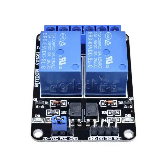 5PCS 5V Two 2 Channel Relay Module With optocoupler for Arduino PIC AVR DSP ARM