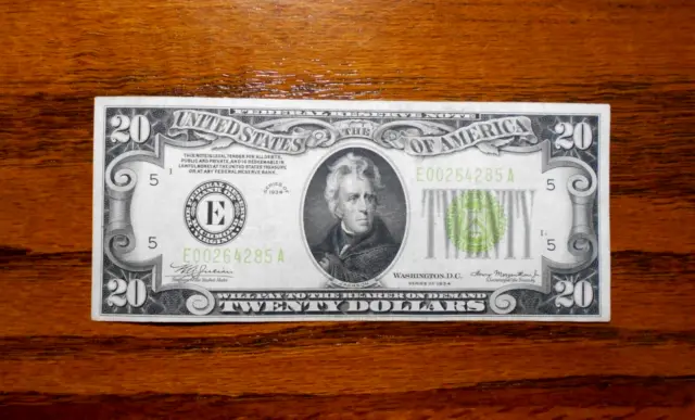 1934 $20 Federal Reserve Note 💲 Light Green