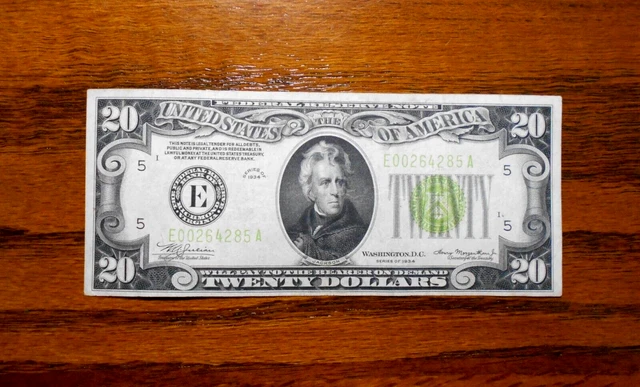 1934 $20 Federal Reserve Note 💲 Light Green