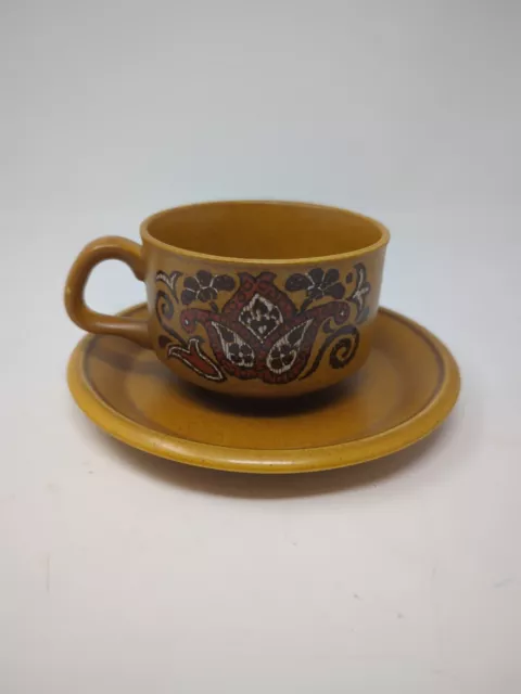 Worcester Palissy England Cup And Saucer Mustard Colour