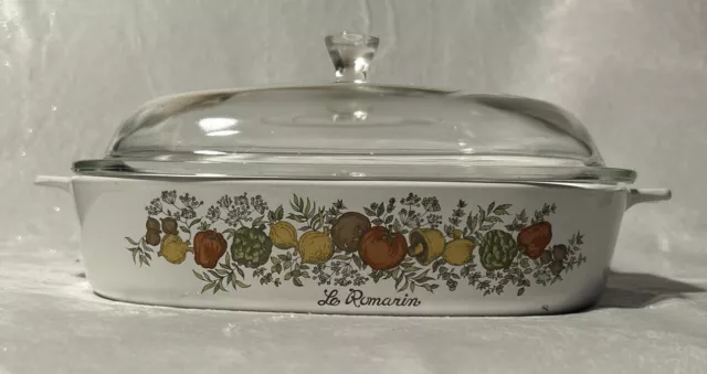 RARE Corning Ware Le Romarin Casserole Dish Stamped A-10-B Spice Of Life w/Lid