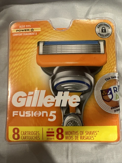 Recarga de hoja de afeitar Gillette Fusion 5 potencia nuevos paquetes de 8 cartuchos ¡SELLADOS!¡!