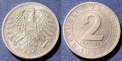 Austria 1954 2 Groschen KM-2876 Aluminium-magnesium UNC #2 - US Seller