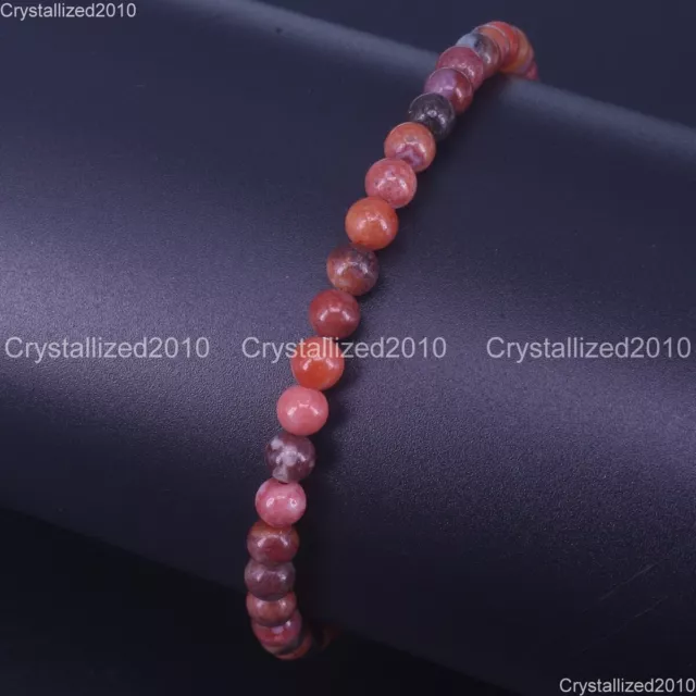 Handmade 4mm AAA Natural Gemstone Round Beads Stretchy Bracelet Healing Reiki 7"