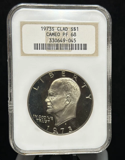 1973 S - NGC PF68 Ultra Cameo - Silver Eisenhower One Dollar Coin 1973 S - NGC PF68 Ultra Cameo - Silver Eisenhower One Dollar Coin