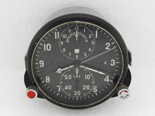 AChS-1M Chronograph USSR Russian Airrcraft MIG-19 Helicopter Cockpit Panel Clock