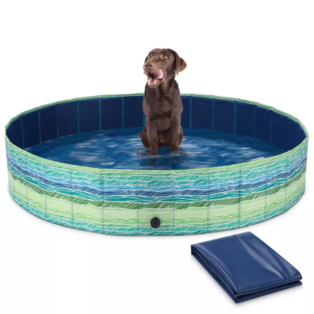 Piscina para perros de PVC plegable con lona protectora diámetro 160 cm de hojas