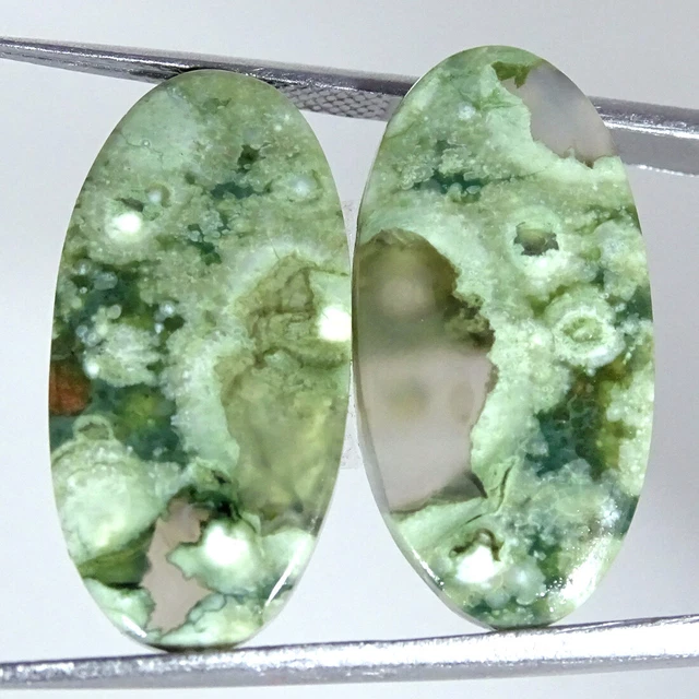 23.00Cts Natürlich Regenwald Jaspis Paar Rhyolite Oval Cabochon Lose Edelsteim