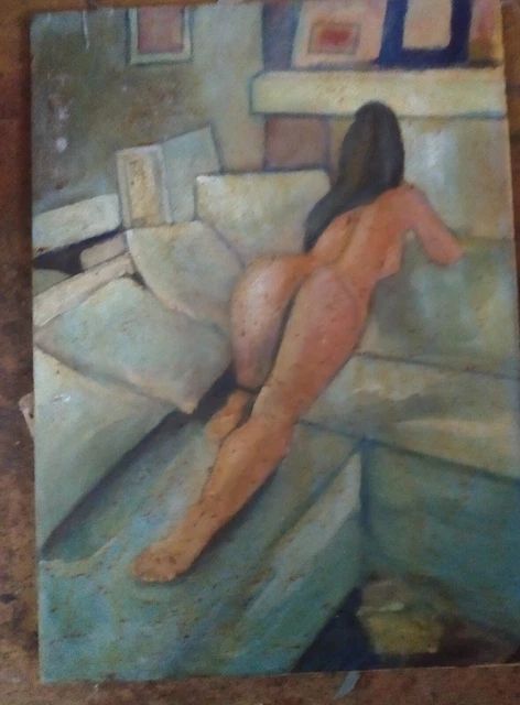 Stupendo olio su tela originale NUDO DI DONNA arte contemporanea firmato