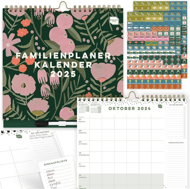BOXCLEVER PRESS FAMILIENPLANER Kalender 2025. Kalender 2024 2025 Mit 6