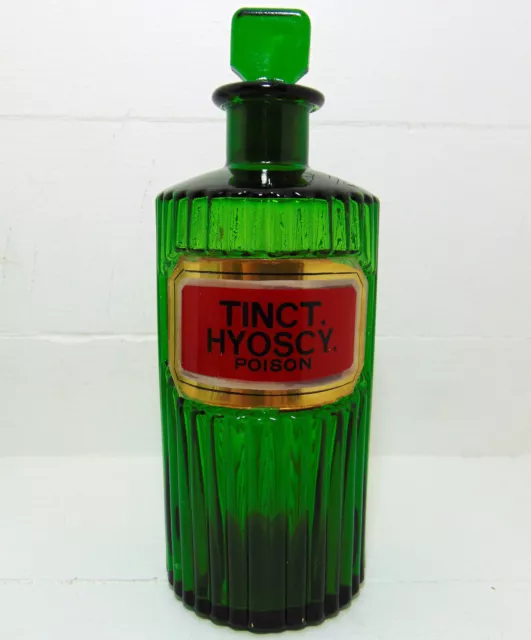 Chemists Poison Bottle + Ground-in Glass Stopper - TINCT. HYOSCY. POISON c1910+