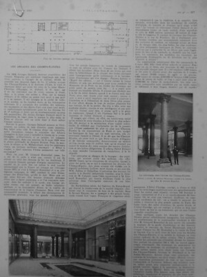 1926 CHAMPS ELYSEES ARCADES COLONNADE HALL CENTRAL 