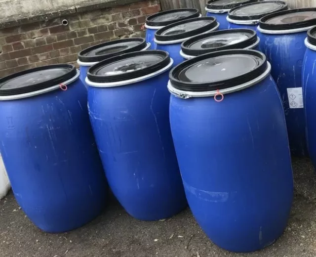 COLLECTION ONLY 1xPlastic Barrel 220 Litre Clamp Ring Storage Shipping.