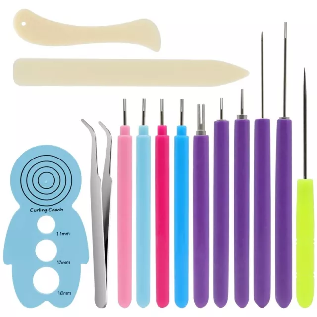 14 Pieces  Quilling Tools Slotted Kit,Assorted Sizes Rolling Curling9824