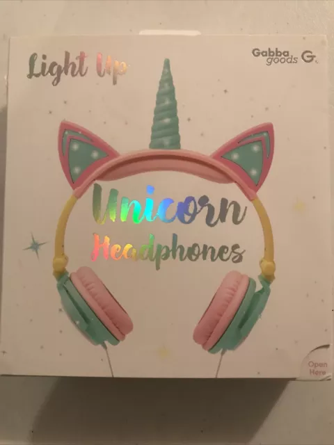 Gabba Goods Unicorn Wired Padded LED Headphones for Kids