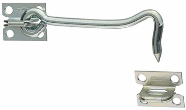National Hardware N122-283 Zinc Plated Gate Hook with Plate Staples, 4"