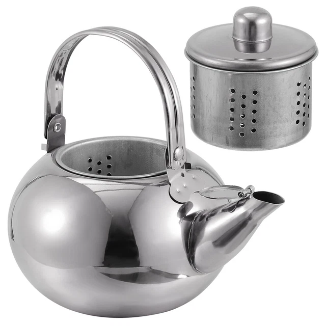Bouilloire à Induction Théière Sifflet 2,3L Acier Inox, Poignée en Boi