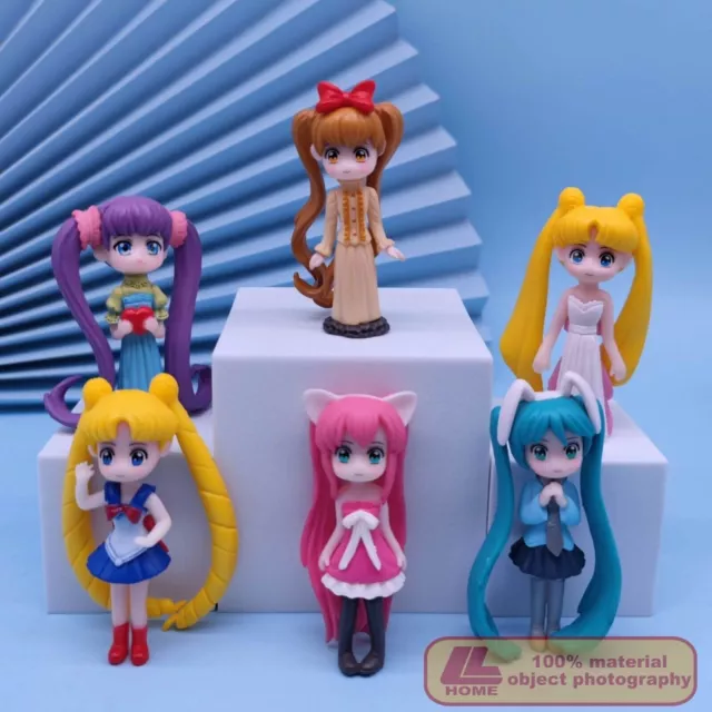 Anime Sailor Moon Tsukino Usagi Cute 6pcs Figure Statue Toy Gift Cake Topper