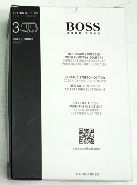 Hugo Boss Mens Trunks Pack of 3 Underwear Black Stretch Cotton 2