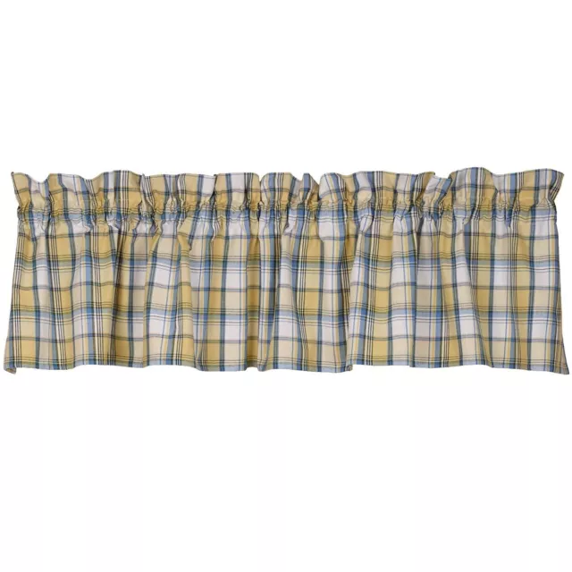 New French Country Farmhouse COTTAGE BLUE YELLOW VALANCE Curtain Topper