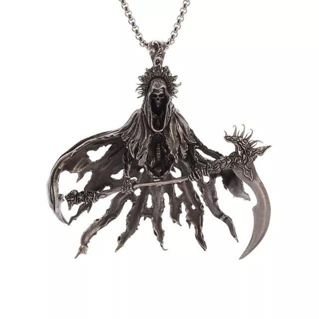 Hell Grim Reaper Goddess Death Pendant Skull Devil Necklace Gothic Punk Jewelry 3