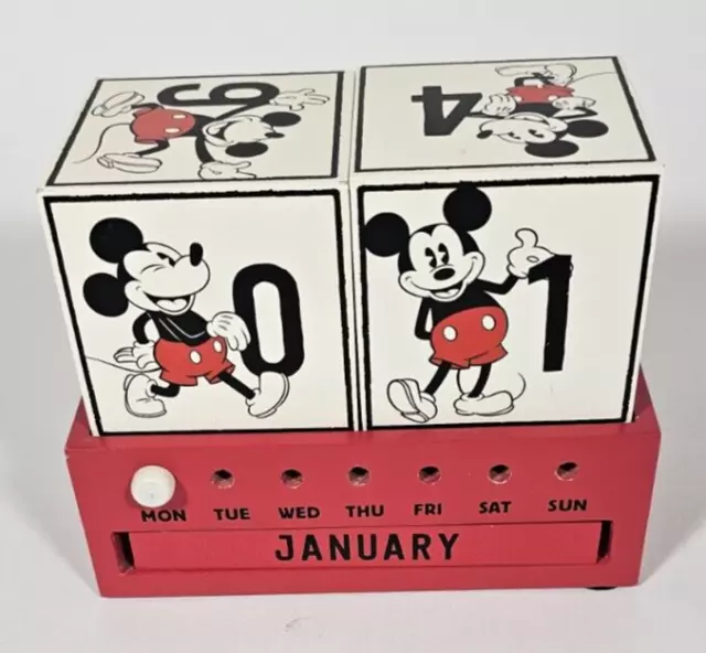 Hallmark Disney Mickey Mouse Wood Block Perpetual Calendar Red White
