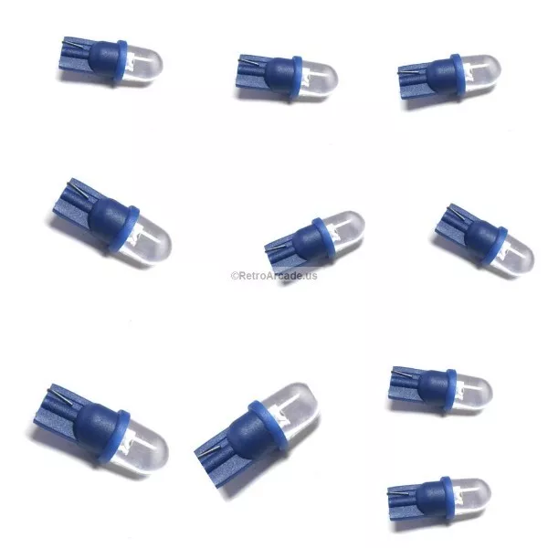 10 Pack Pinball replacement bulb LED 6.3 Volt AC, 555 clear wedge T10 Cool Blue