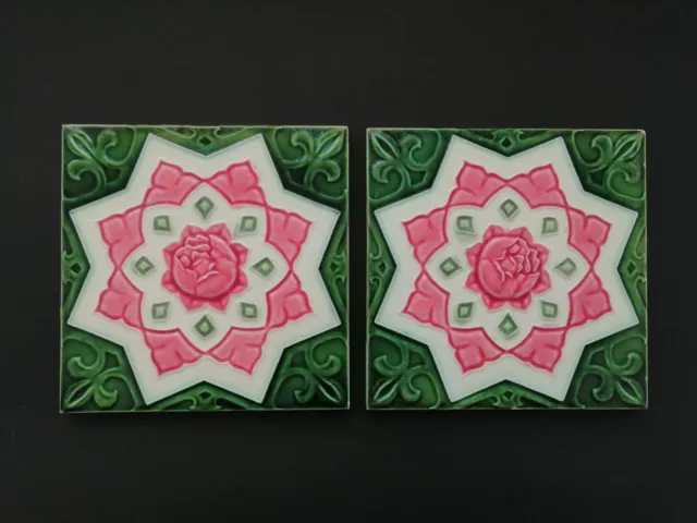Antique art nouveau tile,majolica tile