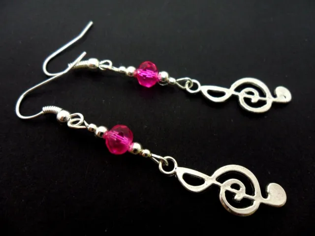 A Pair Tibetan Silver Musical Note Treble Clef Themed Earrings. New.