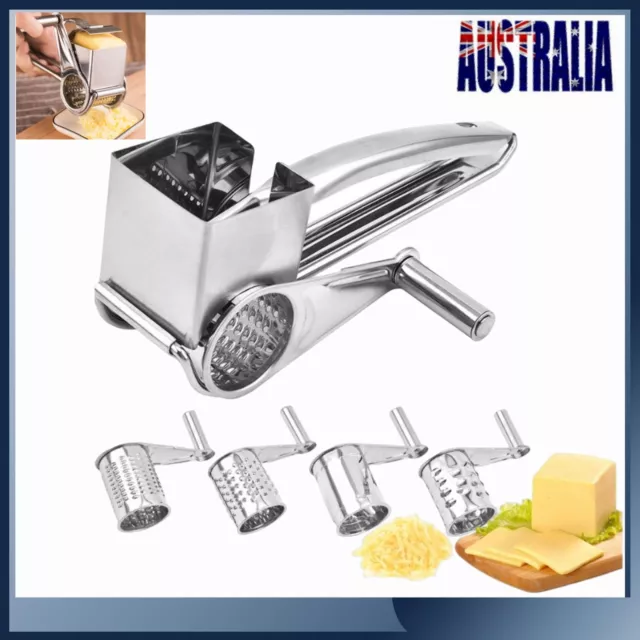 4 Set Multifunction Rotary Cheese Grater Hand Held Cut Slicer Stainless Steel