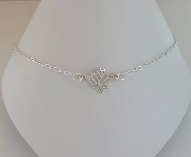 Lotus Anklet Solid Sterling Silver  Minimalistic - 25cms or custom made